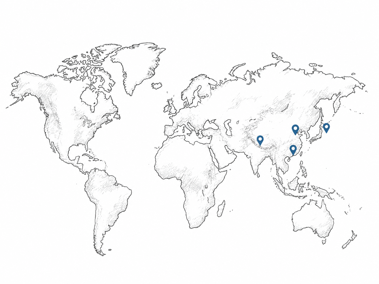 World map highlighting Nepal, Japan, China and Hong Kong